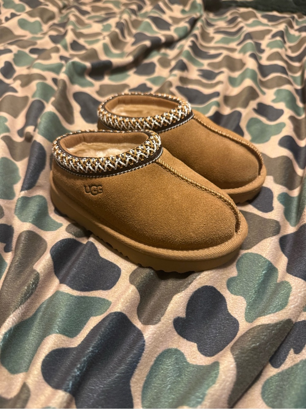 UGG Chestnut Suede Slip-On Shearling Clog